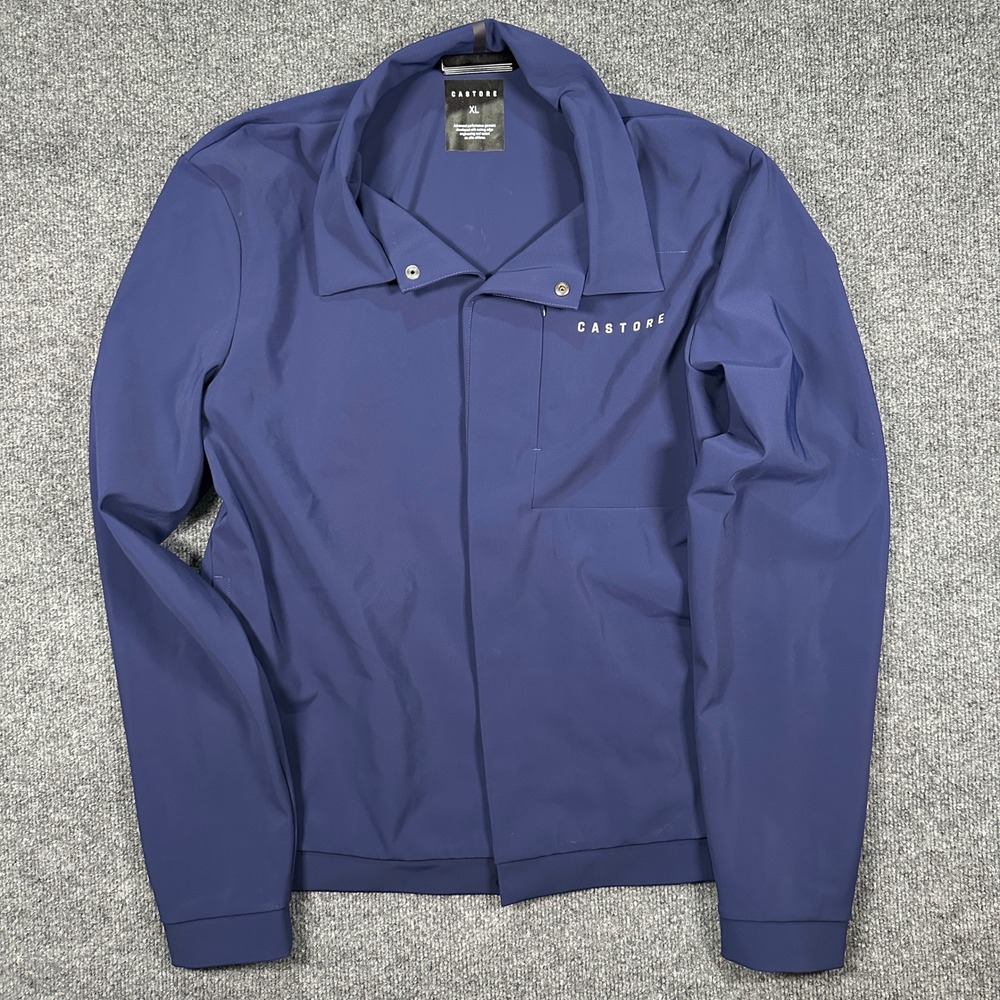 Castore Performance Jacket Snap Collared Tech Stretch Navy Blue Men's Size XL